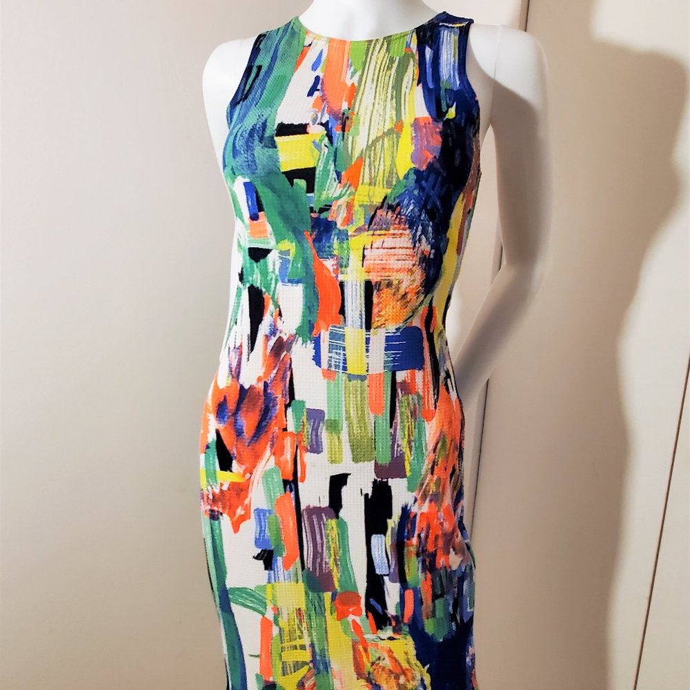 Pronto USA | Sleeveless Bodycon Dress | Art Deco Print | Size M